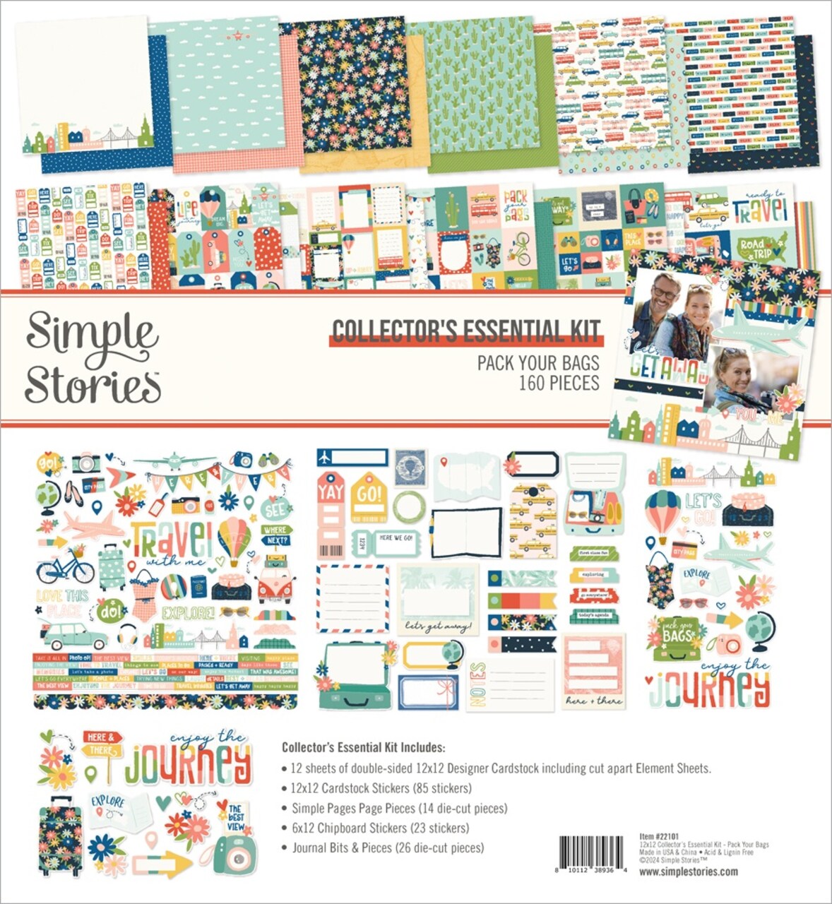 Simple Stories Collector's Essential Kit 12"X12"-Pack Your Bags